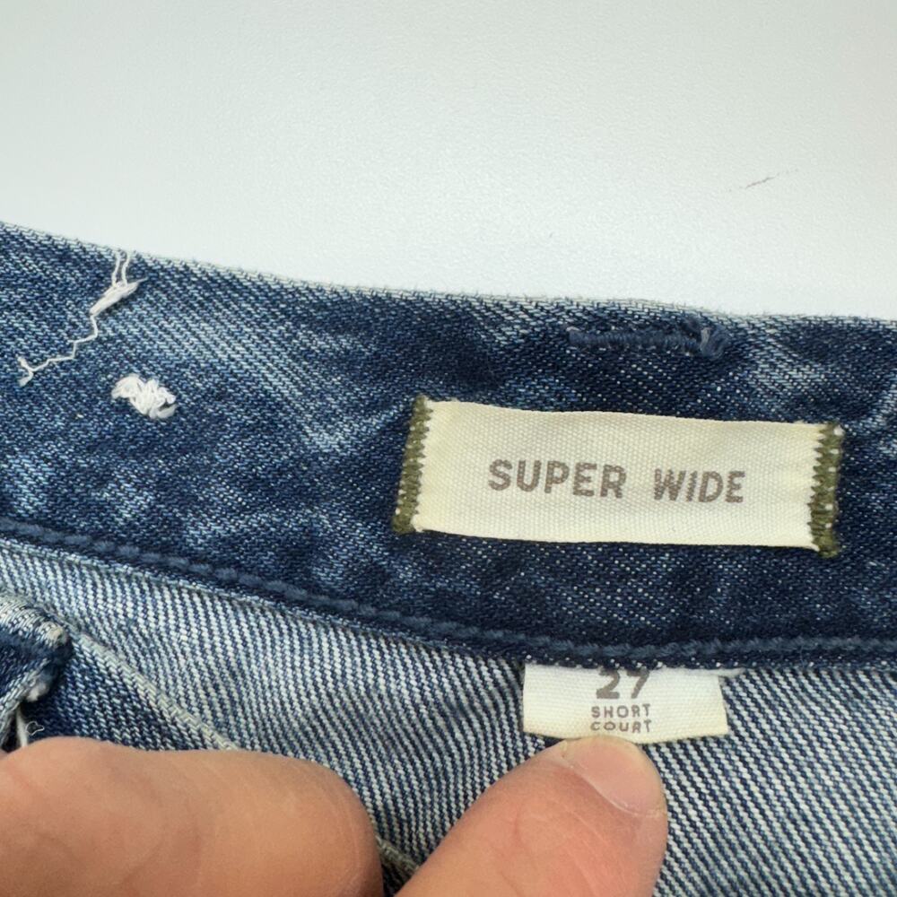 Womens AE77 American Eagle Super Wide Leg Jeans 27 Short Wash Blue Baggy Y2K - Picture 7 of 11